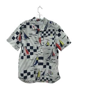 Urban Outfitters Nautical Button Up Shirt Men’s Size Large White Red Blue Boat